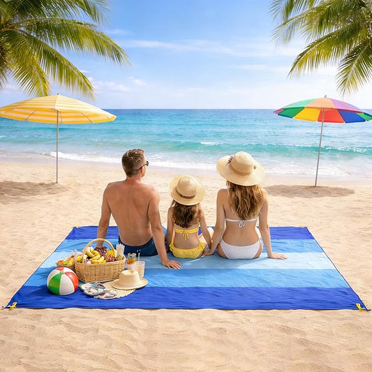 Beach Blanket Sandproof Waterproof 79" x 83", Extra Large Beach Mat, Sand Free Quick Drying Camping Blanket, Lightweight Foldable Beach Essentials for Outdoor, Picnic & Travel