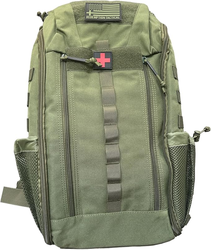 Redemption Tactical Crusader Team Medical Backpack Tactial First Aid Backpack with Removable Pouches (Green)