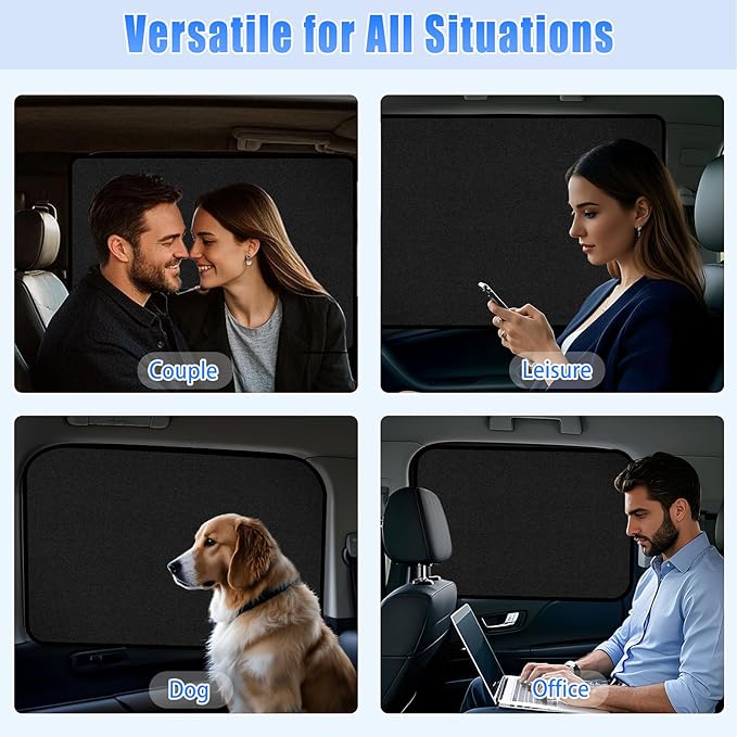 ZATOOTO Car Window Covers for Rear Privacy Car Shade for Baby Back Window Sunshade of Soft Suede UV Protection & Light Blocking Baby Sun Shades for Camping Eating and Rest, 16.69×31.5in