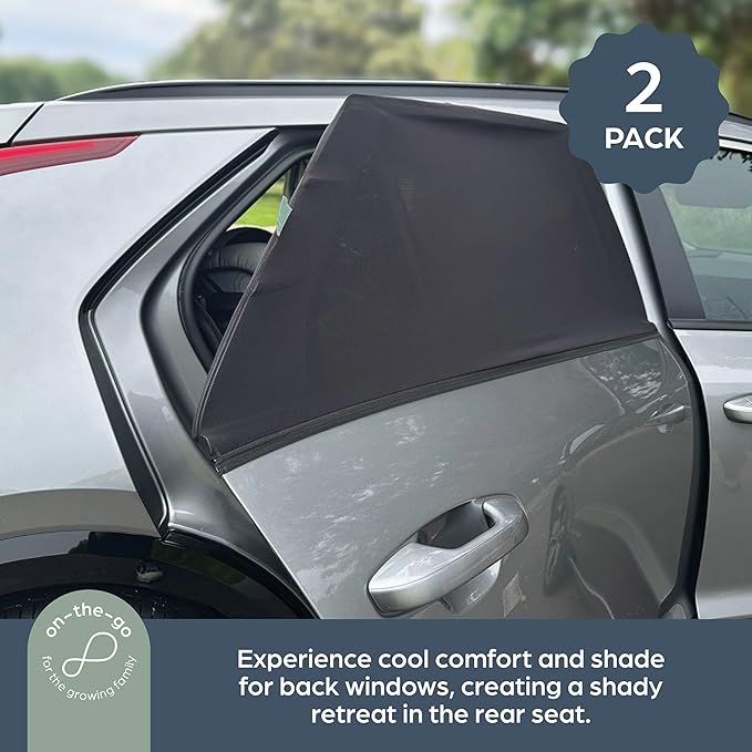 Dreambaby Fit-Over Baby Car Window Sun Shade – Stretchable Sunshade & Mesh Screen for Side Windows - UV Protection- Camping Essentials