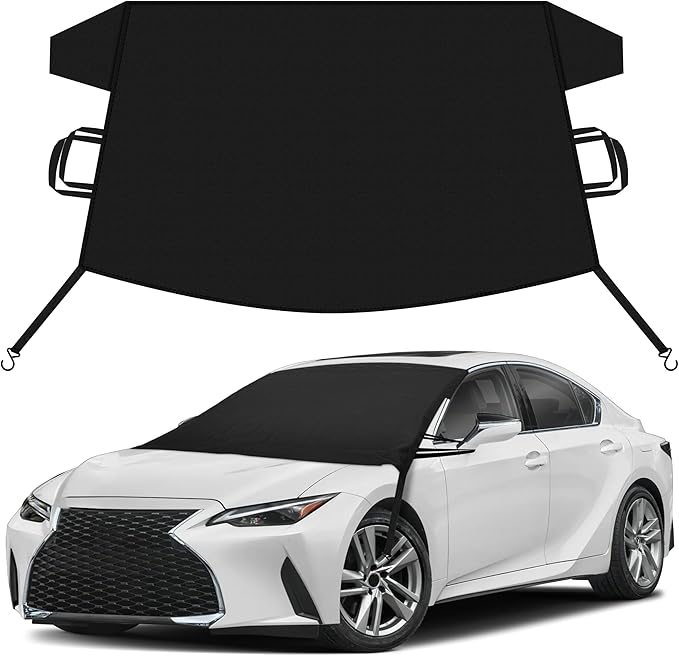 EcoNour Car Snow Cover Compatible for Lexus is 300 | Windshield Cover for Ice and Snow with S-Hook Straps | Heavy-Duty 600D Oxford Winter Car Cover, Waterproof & Anti-Slip
