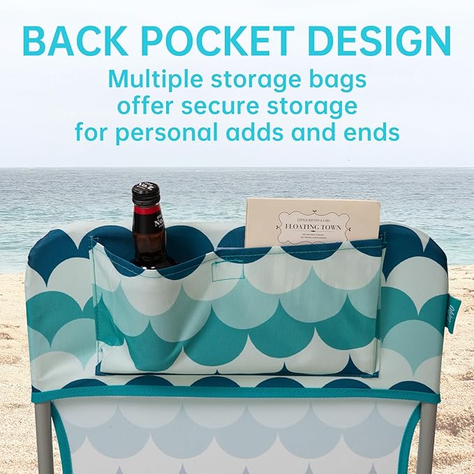 #WEJOY Folding Beach Chair for Adults, Lightweight Beach Chair with Shoulder Straps, High Back Camping Chairs with Hard Armrest, Supports 300lbs for Outdoor Lawn Concert