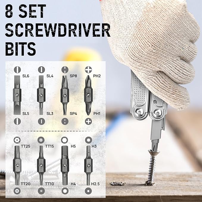 BIBURY Multitool Pliers Pro BI2049, 3Cr13 Multi Tool with Large Saw Blade, YG10 Tungsten Wire Cutters, EDC Multi Tool w/Scissors and Screwdirver Set for Outdoor Hunting Survival Camping, Gift for Men