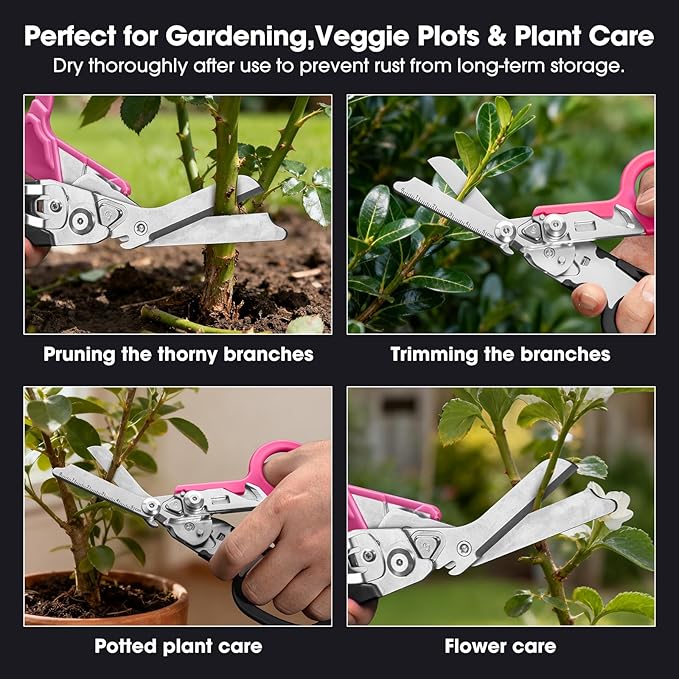 6-in-1 trauma shears - emergency responders, outdoor emergencies, medical staff, and outdoor camping, Gift box packaging with scissors storage K sheaths (Black Pink)