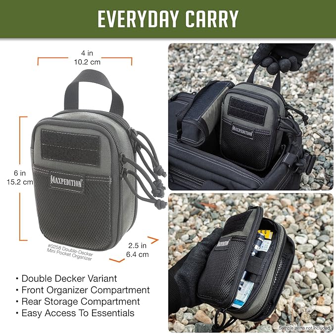 MAXPEDITION Double-Decker Pocket Organizer, Tactical Tool Pouch for Organization, EDC Pouch for Everyday Carry