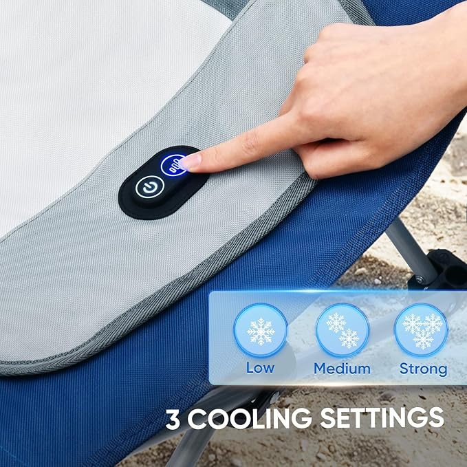 Portable Cooling Pad for Camping Chairs, Cools 50°F in 20 Sec,3 Cooling Modes, Universal Fit for Most Outdoor Chairs, Includes Storage Bag– Ideal for Beach, Sports Events, Excludes Battery