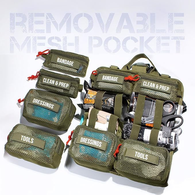 EVERLIT Roll Up Trauma First Aid Kit with CAT Tourniquet-Tactical IFAK Emergency Medical Kit for Outdoor, Vehicle & Home Preparedness-Quick Release Molle Bag for First Responders (Black)