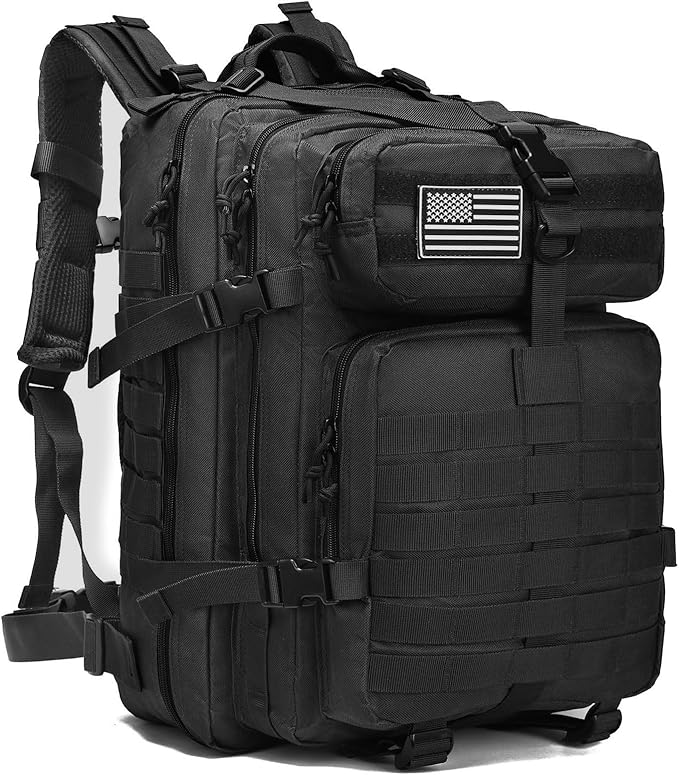 Tactical Backpack for Men, 45L Military Gym Backpacks, Large 3-Day Assault Pack Bug Out Bag MOLLE Daypack for Rucking Fishing Camping(Black)