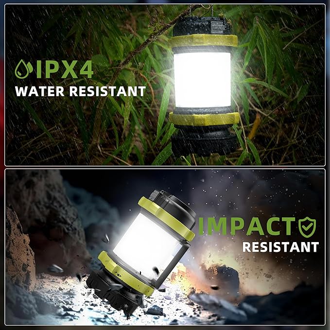 AlpsWolf Camping Lantern Rechargeable , Alpswolf Camping Flashlight 4000 Capacity, 6 Modes, IPX4 Waterproof, Led Lantern Camping, Hiking, Outdoor Recreations (4pack-Green)