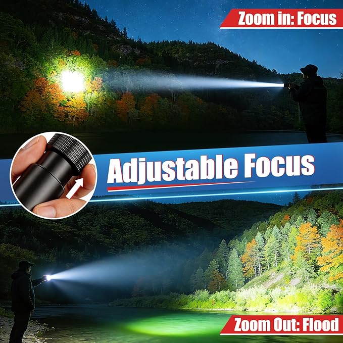 Rechargeable LED Flashlight 2 Pack, USB C Zoomable Waterproof Small Flashlight with 4 Modes, Handheld Pocket EDC Flashlights for Camping, Hiking, Dog Walking, Home Use, Emergency, Tool Gifts for Men