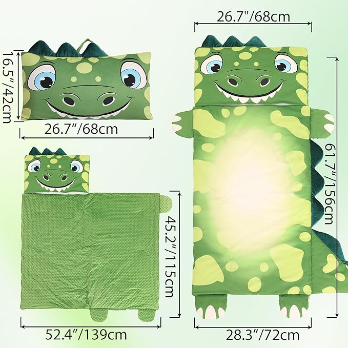 Wizland Sleeping Bag for Kid-Thick Cut Flannel School Mat for Boys and Girls Kindergarten Portable Nap Mats Super Soft, Warm, Cozy, 3.3 Lbs Thickened, 61.8"×28.3" Kid Gift for 3 4 5 6 7 8 9