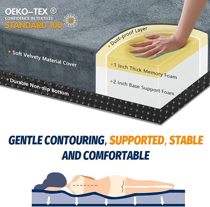 CYMULA Memory Foam Camping Mattress Pad, CertiPUR-US Sleeping Mat, Portable Roll Up Mattress for Adults, Camping Bed Pads for Sleepover, Car Bed with Travel Bag