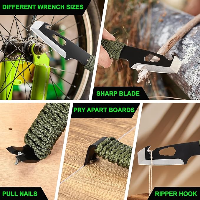 10" EDC Pry Bar Multitool, Large Prybar with Wrenches, Crowbar, Nail Puller, Bottle Openers Versatile Companion for Everyday Carry and Camping Accessories, Ideal EDC Tactical Gear