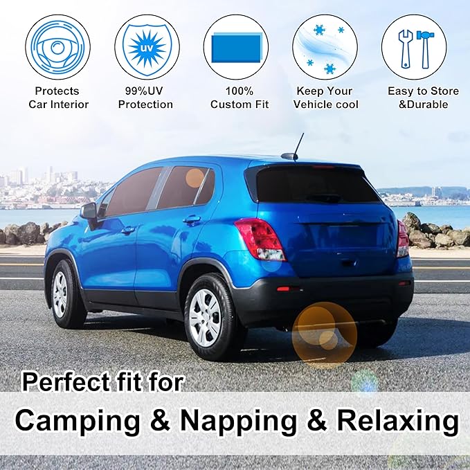 6PCS Windshield Sun Shade Custom Fit for 2013-2023 Chevrolet/Chevy Trax Accessories Foldable Sunshade Side Rear Window Shade Cover Full Set Privacy Protection Keeps Car Cool