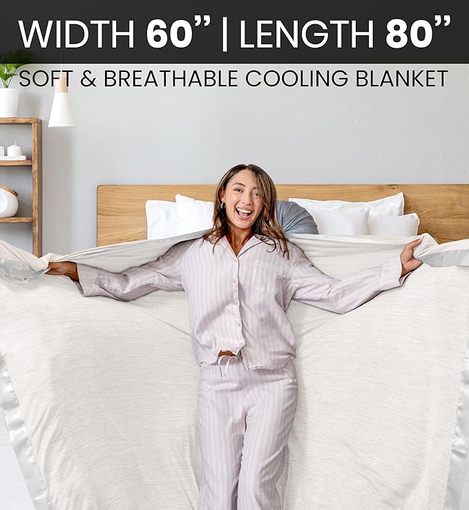 Everlasting Comfort Cooling Blanket for Hot Sleepers - Soft, Lightweight & Breathable Throw Blanket with Easy to Clean Material - Luxury Throws for Hot Flashes & Night Sweats (60"x80")