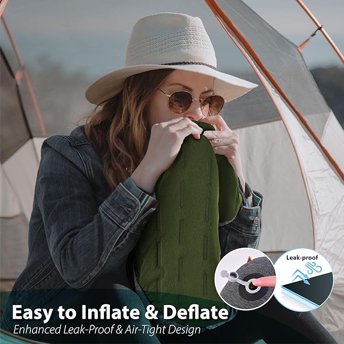 TREKOLOGY Inflatable Camping Pillow - Ultralight Backpacking, Hiking, Outdoor, Travel, Picnic, and Sleeping Pillow - Compact, Portable, Comfortable Camp Pillow for All Adventures ALUFT Plus SE