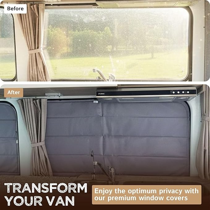 Living in a Bubble Insulated Blackout Mid Left Side Window Cover for Mercedes Sprinter Van Year 2007-2026 170" Length LWB & XLWB, NCV3 & VS30 (Bare Metal Frame)