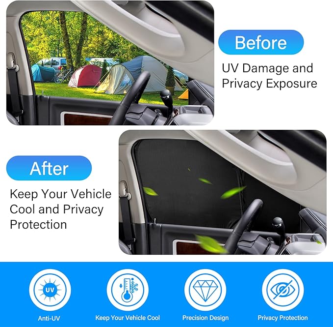 T TGBROS Windshield Sun Shade for Dodge RAM 2500 3500 2010-2025 2026 Car Window Shades Thicken UV Block and Blackout Privacy Foldable Sunshades 2PCS Accessories Keep Cool Sun Visor Covers