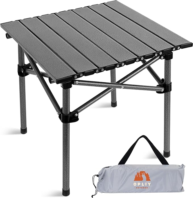 Opliy Folding Camping Table,Portable Table for 1-2 Persons -Collapsible Table Lightweight with Carry Bag for Camping, Hiking, Picnics, BBQs, Beach Trips & Tailgating(16.5 inch).
