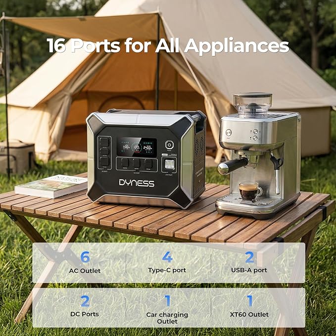 DYNESS 2048Wh Portable Power Station, 2400W Solar Generator with UPS, APP Control, LiFePO4 Battery, 13 Outputs, Quiet Backup Power for Home, RV, Camping