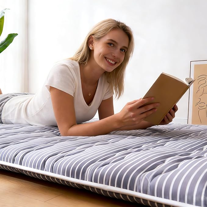 jzbearapt Premium Foam Japanese Floor Mattress Futon Mattress,100% High Density Comfortable Foam, Thicken Tatami Mat Sleeping Pad, Ideal for Comfort and Support, Queen (80" X 60")