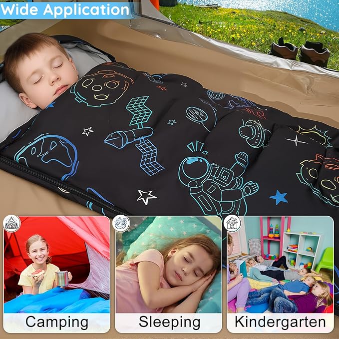 FIOBEE Kids Sleeping Bag for Girls Boys 3 Season Warm & Cool Weather Youth Camping Sleeping Bags with Backpacking Bag Waterproof for Traveling Hiking Indoor Outdoor Camping Essentials