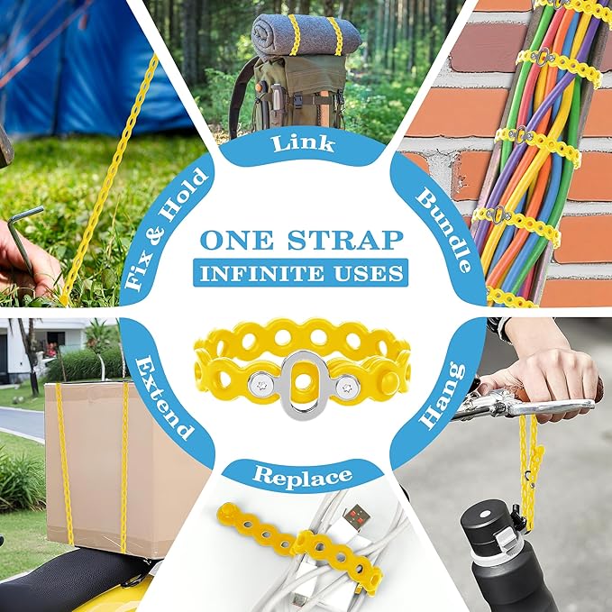 Modular Straps (4-Pack), Flexible Multi-Tool, Gear Strap for Outdoor Adventure, Survival, Camping, Travel, EDC