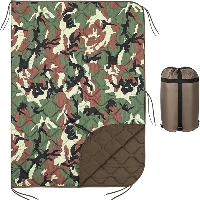 Barydat 1/2/3 Pack 80 x 60/92 x 64 Inch Woobie Blanket Military Poncho Liner Hunting Blanket Waterproof Thermal Poncho Liner with Bag Camo for Outdoor Camping Hiking