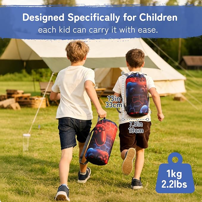 tuphen Kids Sleeping Bag - 50-77℉ 3-Season Waterproof Sleeping Bag for Boys & Girls, Lightweight 2.2 lbs Camping Gear with Compression Bag Ideal for Camping, Hiking, Indoor