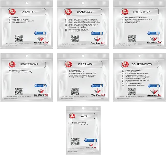 Travel-First Aid-Kit Car-Home 180 Piece Survival-Kit Outdoor-Adventure - Full Portable Emergency Essential - Hiking Camping Medical Aid Survival Camping FAK