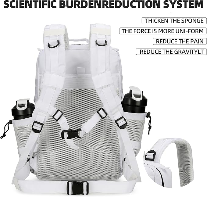 Lovelinks21 45L Tactical Assault Backpack 3 day assault pack with Molle Waterproof backpack Rucksack for Tactical Backpacks (White)
