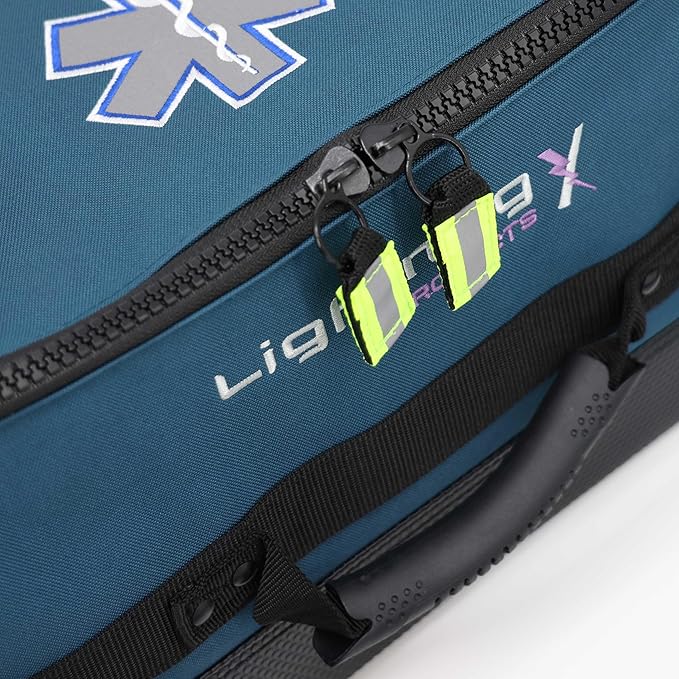 Lightning X Personalized Modular Oxygen Trauma Bag w/Hidden Cylinder Compartment, Accessory Pouches & Custom Embroidered Name Or Logo - LXMB65 Blue
