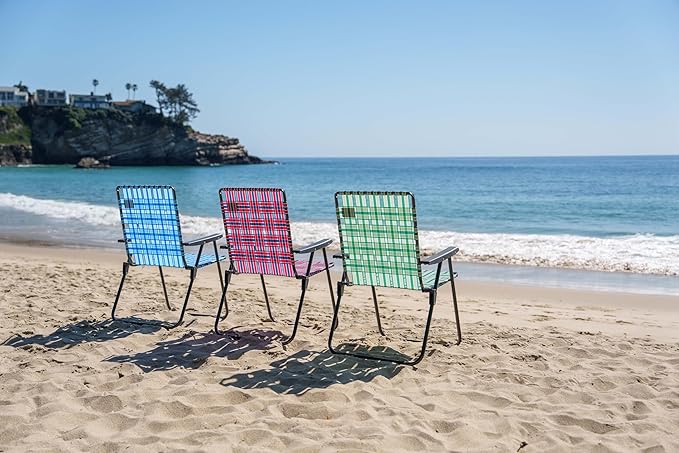 MOUNTAIN SUMMIT GEAR Retro Webbed Camping Chair - Lightweight, Foldable, Durable Steel Frame, 300lb Capacity, Vintage Stripes by Caddis Sports (4, Sage Green)