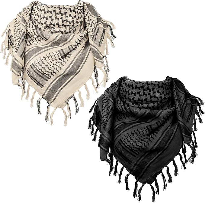 Aonal Military Shemagh Tactical Desert Scarf, 100% Cotton Keffiyeh Neck Head Scarf Wrap for Men Women