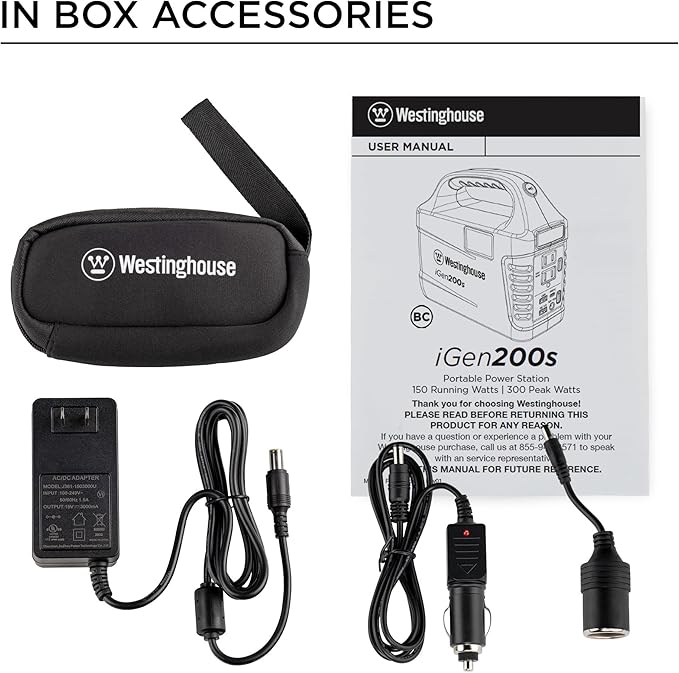 Westinghouse 194Wh 300 Peak Watt Portable Power Station & Solar Generator, Modified Sine Wave AC Outlet, Backup Lithium Battery for Camping, Home, Travel, Indoor/Outdoor Use (Solar Panel Not Included)