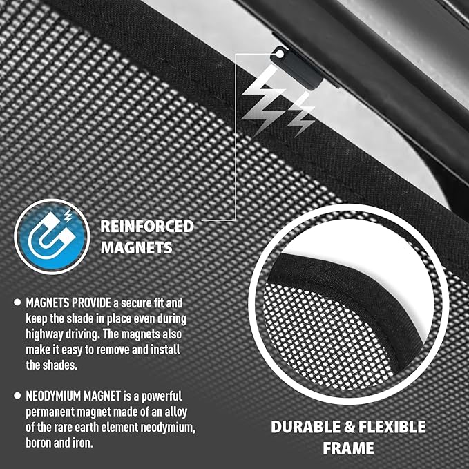 CLIM ART Magnetic Car Window Shades for Audi Q5 2018-2025 – Custom-Fit Sun Blocker Curtains, Side Window Covers, Essential Car Accessories for Camping, Baby, and Privacy Protection - MS0175