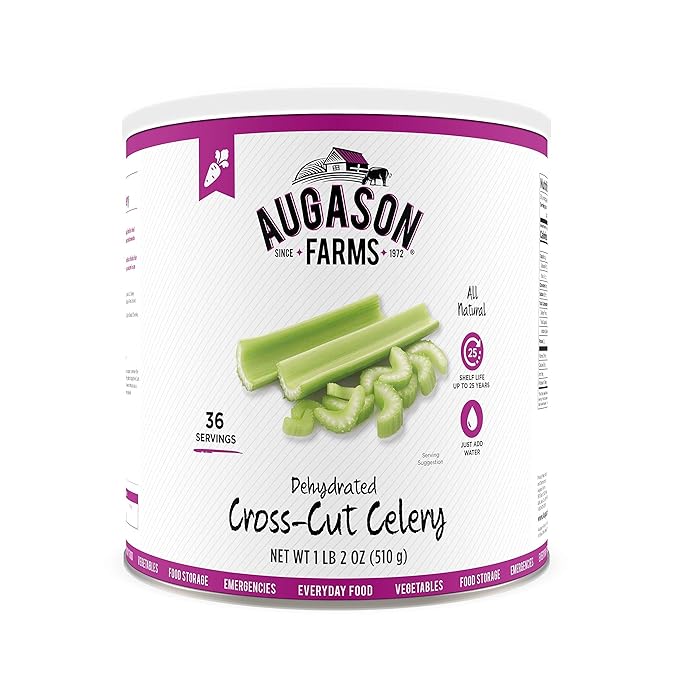 Dehydrated Diced Celery Emergency Food Supply, 73 Servings, 25 Year Shelf Life, Great for Cooking and Snacks - Dehydrated Meals, Survival Food Camping Essentials Can
