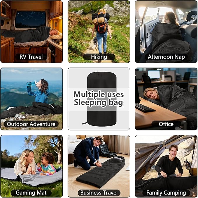 Sleeping Bags, Lightweight Camping Sleeping Bag for Adults, Kids, Hiking, Outdoor, Travel, Cold Weather & Warm
