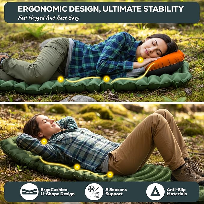 Gear Doctors® Ether 17.5oz Ultralight Camping Sleeping Pad – Backpacking Air Mattress – Camping Mattress Pad – Compact Inflatable Sleeping Mat for Backpacking, Comfortable Outdoor Hiking, Tent, Travel