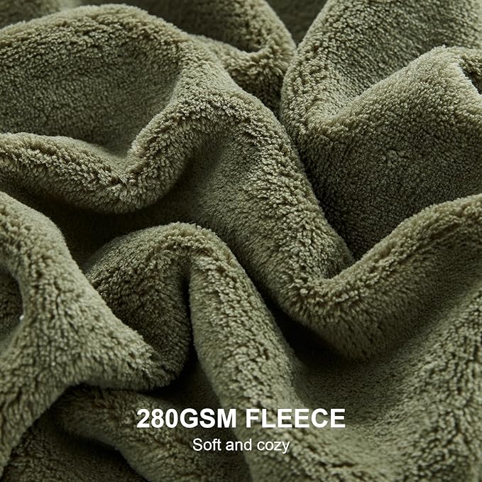Hansleep Fleece Moss Green Throw XL Blanket, Super Soft Flannel Fuzzy Plush Cozy Blanket for All Seasons, Moss Green, Throw XL 50x70 Inches