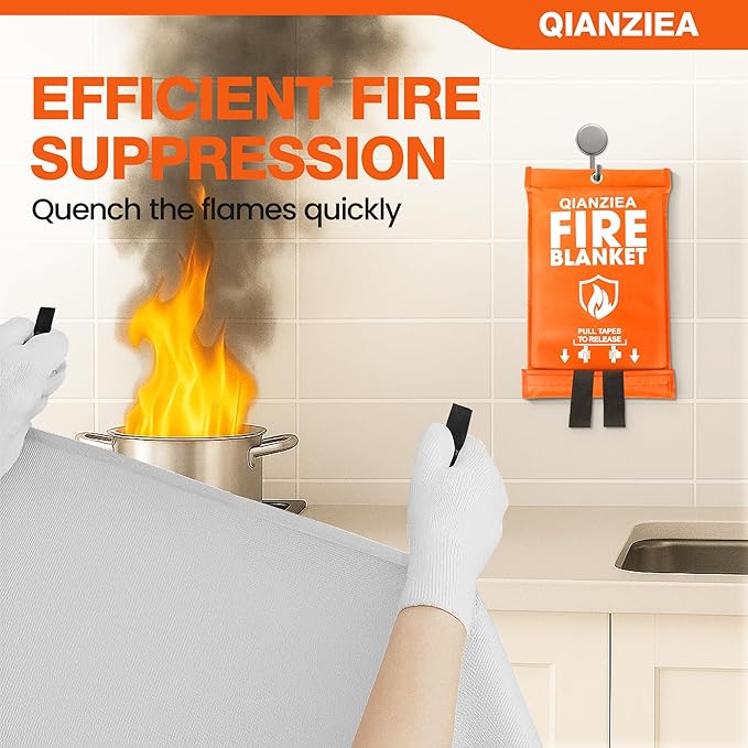 Fire Blanket for Emergency Safety, Protective Flame Resistant Cover,4-Pack