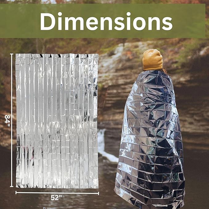 [1 Pack] Thermal Reflective Emergency Blanket 52”x84” | Emergency Mylar Blankets | Survival Blanket for Survival Supplies | Camping, Hiking, or Emergencies