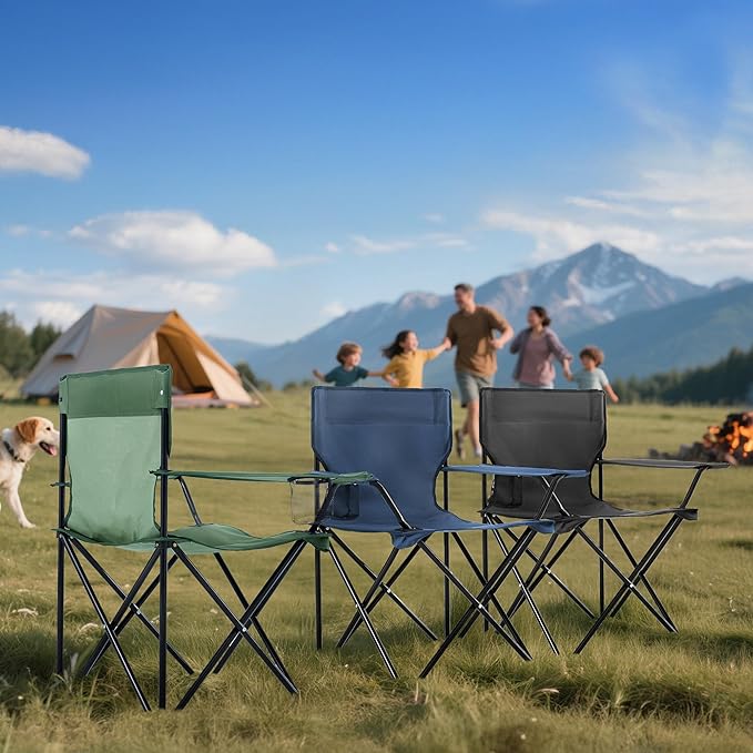 4 Pack Folding Camping Chairs for Adults,Foldable Portable Lawn Chairs with Carry Bag & Cup Holder, Compact Design for Camp,Beach, Picnics,and Fishing Supports 300LBS（Black）