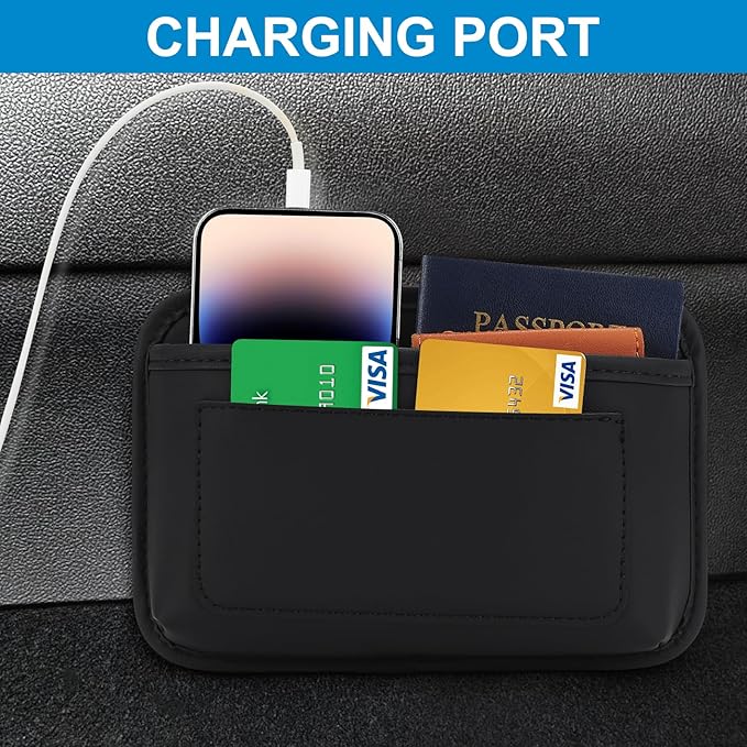Accmor Universal Car Side Pocket Organizer, PU Leather Car Pocket Pouch Cell Phone Sunglasses Holder, Car Phone Pocket Organizer Accessories for Car Seat, Door, Window, Console