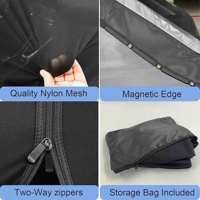 Breathable Mesh Magnetic Car Tent for UV Sun Protection Ventilation Privacy Protection Tailgate Mosquito Net for SUV MPV (XL)