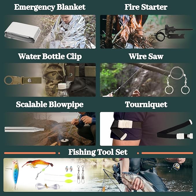Survival Kit Advent Calendar for Men 2026, 24 Days Christmas Countdown Adventure tools for Camping Hunting Hiking, Emergency Survival Gears Xmas Gift for Adult Outdoor