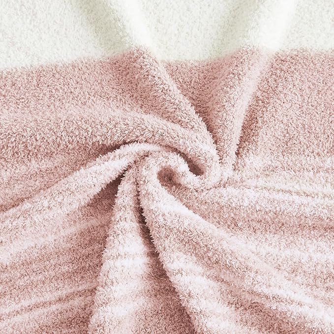 WRENGONGE Pink Throw Blanket, 50x70 Soft Cozy Striped Throw Blankets for Couch, Sofa, Bed, Travel, Lightweight Fluffy Warm Plush Decorative Blankets for Women, Men Gift