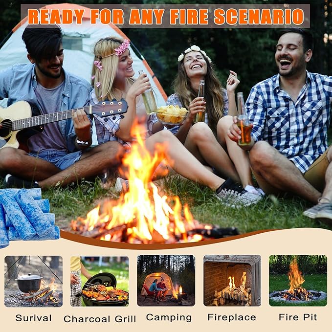 E500 Fire Plugs Fire Starters, 50 Pack, Non-Toxic & Clean Burning, Reliable Fire Starter for Camping, Grilling, Fireplaces & Survival