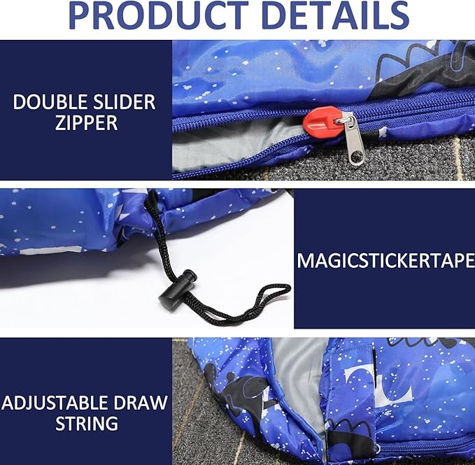 Kids Sleeping Bags - Camping Sleeping Bags with Carry Bag - Compact Sleeping Bag for Hiking, Backpacking 3 Season Warm & Cool Weather, Lightweight Waterproof Outdoor Travel for Boys Girls