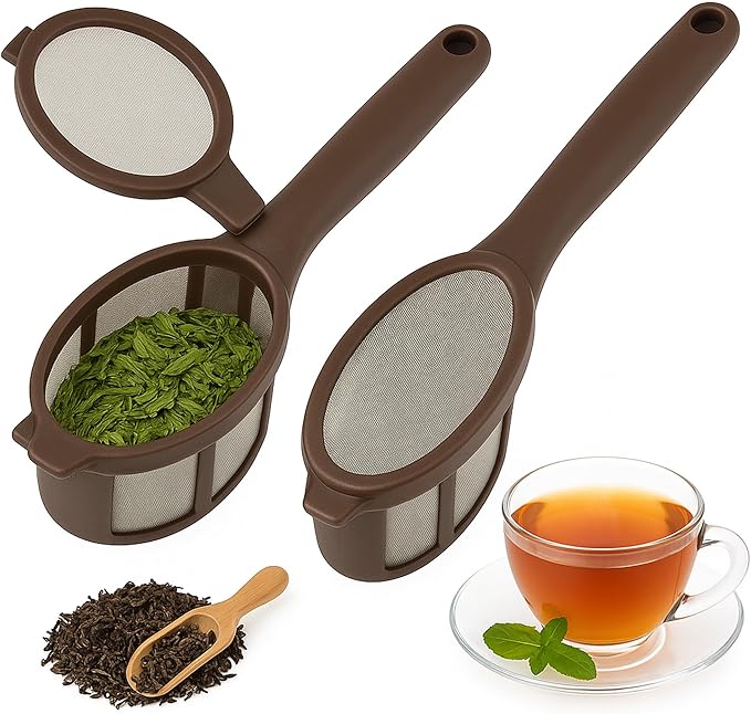 2 Pack Coffee/Tea Brew Stick Infuser – Single Cup Reusable Filter Spoon with Fine Mesh, BPA-Free, Easy Swivel Top – 5.25" Long Portable Coffee Maker for Travel, Work & Home
